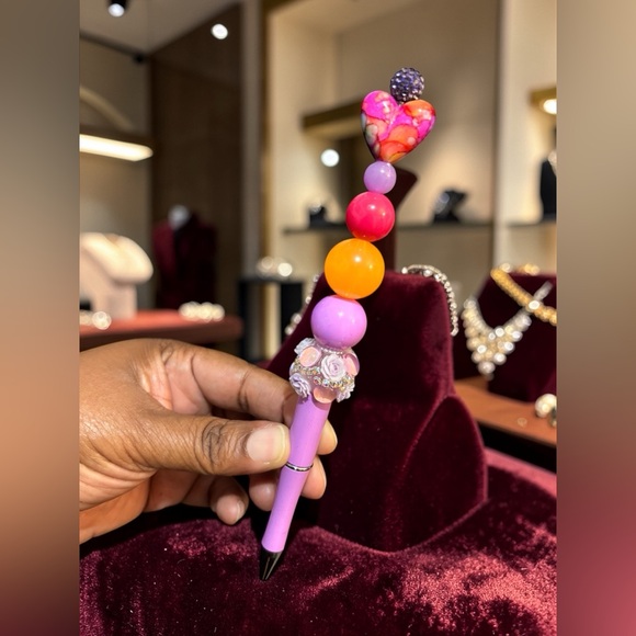 Accessories - Custom Made Beaded Pen with Heart Top